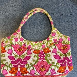 Vera Bradley Pink Orange Floral Quilted Mini Tote